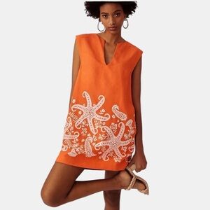Anthropologie Maeve Embroidered Sleeveless Tunic Dress Orange size 10